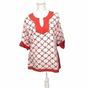 Gretchen Scott White and Orange Cover Up Tunic M
